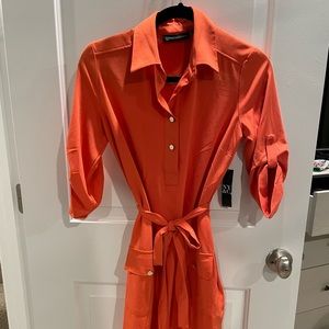 New York & Company Orange Midi Dress